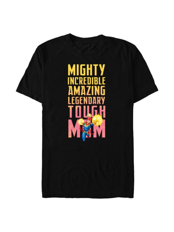 Captain Marvel Mighty Tough Mom Birthday Mother’s Day - Short Sleeve Blended T-Shirt for Adults - Customized-Black