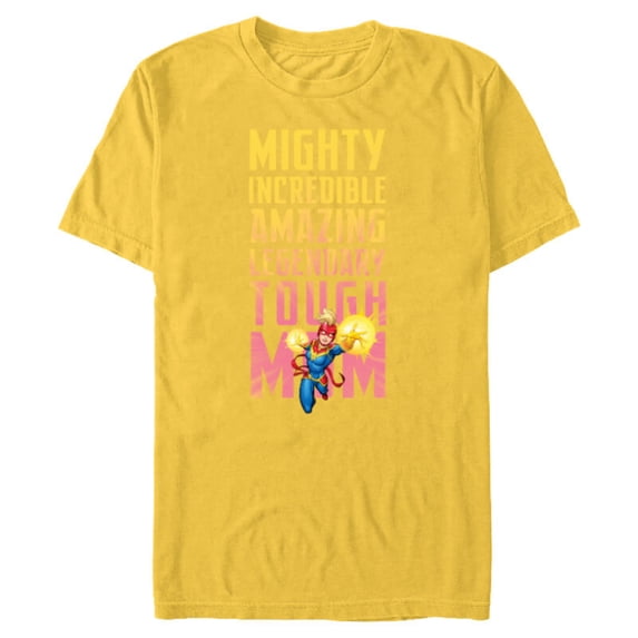 Marvel Captain Marvel Mighty Tough Mom Birthday Mother’s Day - Short Sleeve Blended T-Shirt for Adults - Customized-Yellow