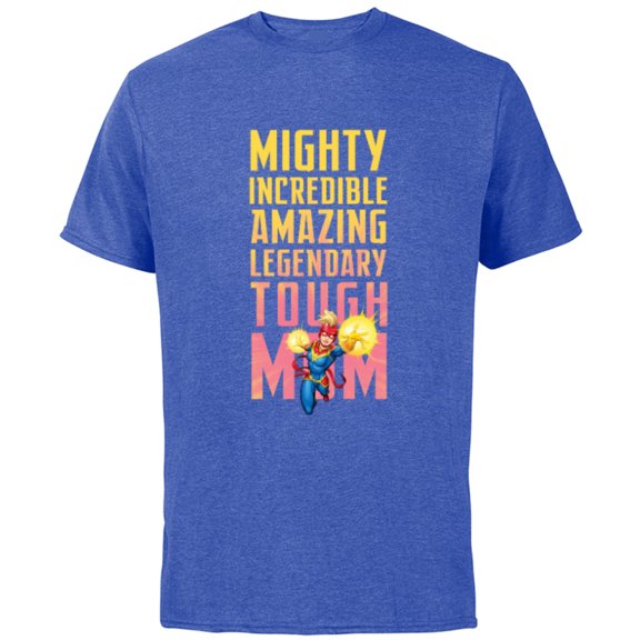 Marvel Captain Marvel Mighty Tough Mom Birthday Mother’s Day - Short Sleeve Cotton T-Shirt for Adults - Customized-Royal Heather