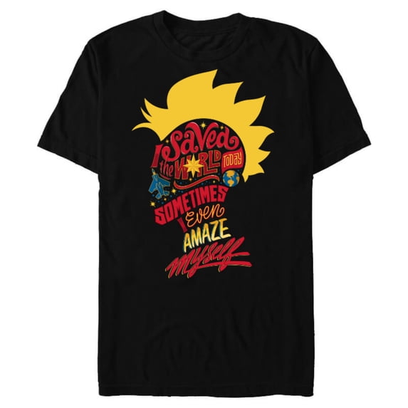 Marvel Captain Marvel Mohawk I Saved The World Today - Short Sleeve Blended T-Shirt for Adults - Customized-Black