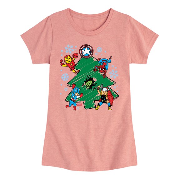 Marvel - Christmas Sketch - Youth Girls Short Sleeve T-Shirt