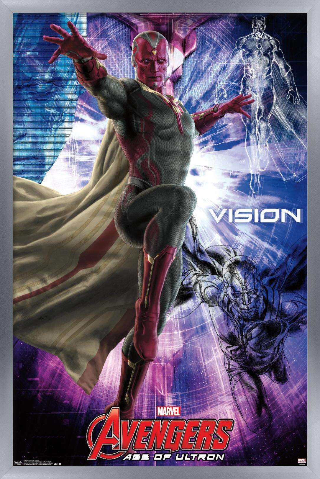 Marvel Cinematic Universe - Avengers - Age of Ultron - Vision Wall Poster, 14.725" x 22.375", Framed