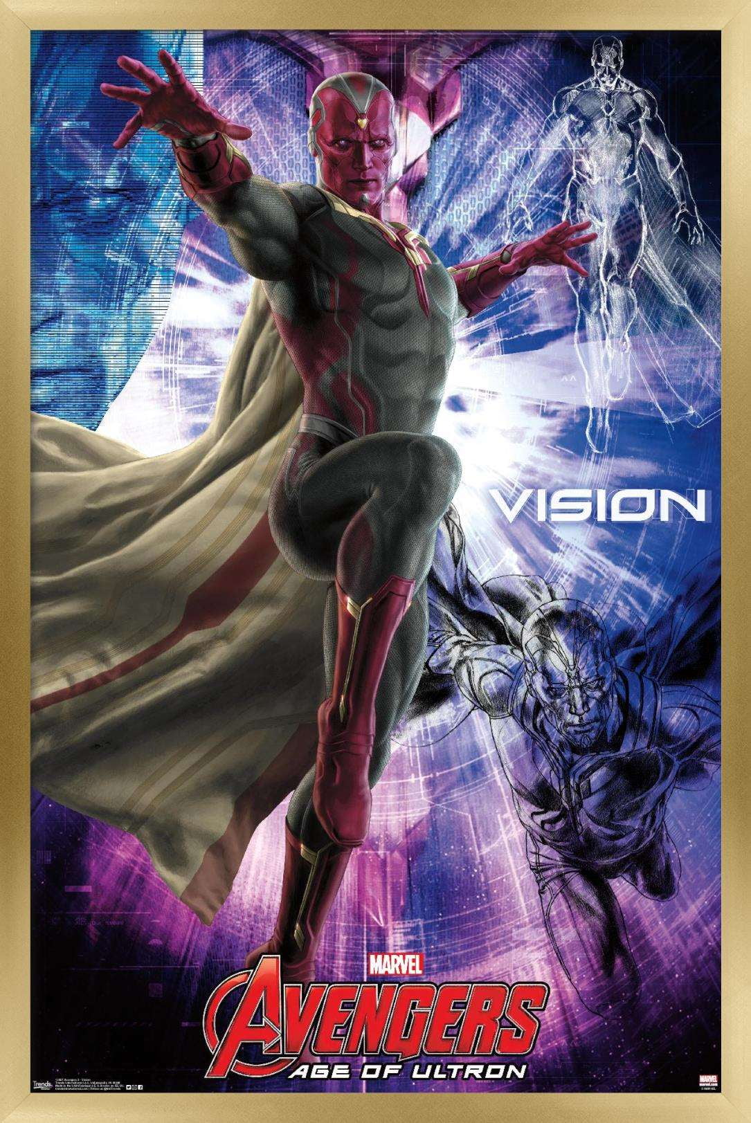 Marvel Cinematic Universe - Avengers - Age of Ultron - Vision Wall Poster, 22.375" x 34", Framed