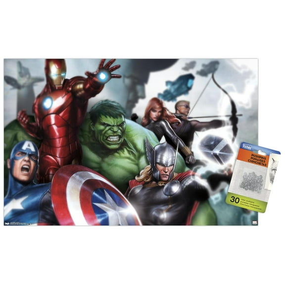 Marvel Cinematic Universe - Avengers - Assemble Wall Poster with Push Pins, 14.725" x 22.375"