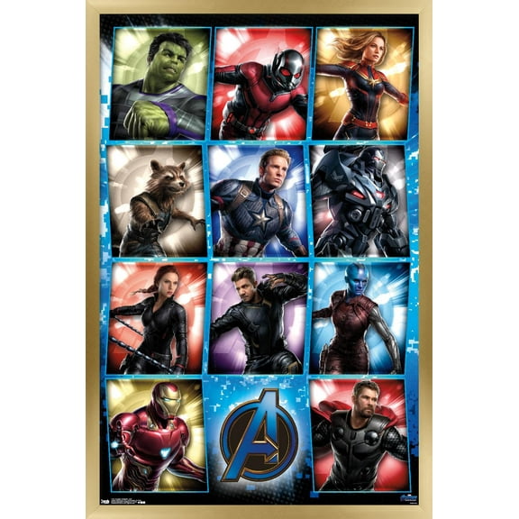 Marvel Cinematic Universe - Avengers - Endgame - Grid Wall Poster, 14.725" x 22.375", Framed