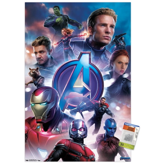 Marvel Cinematic Universe - Avengers - Endgame - Group Wall Poster with Push Pins, 22.375" x 34"