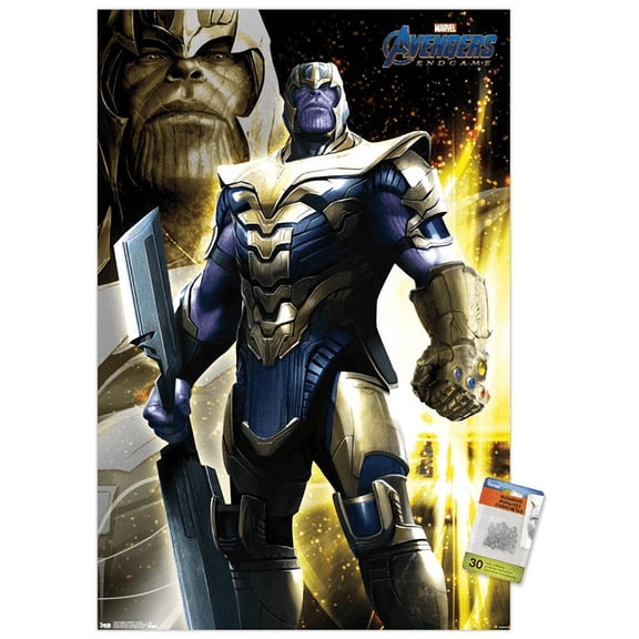 Marvel Cinematic Universe - Avengers - Endgame - Thanos Wall Poster with Push Pins, 22.375" x 34"