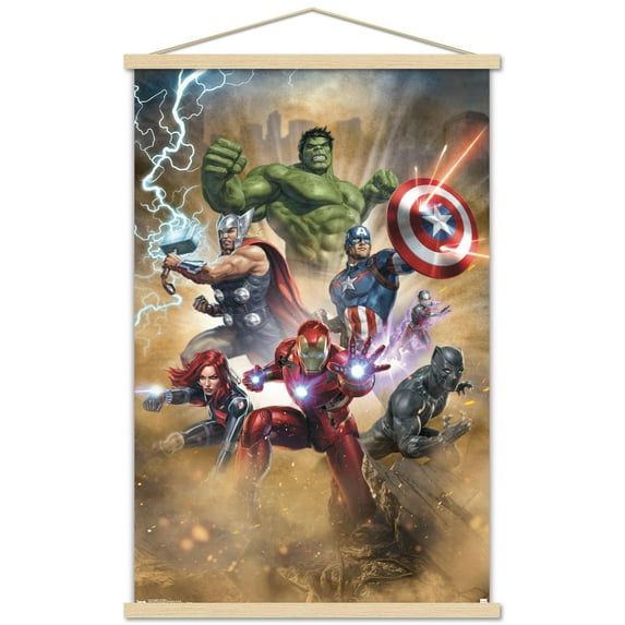 Marvel Cinematic Universe - Avengers - Fantastic Wall Poster with Wooden Magnetic Frame, 22.375" x 34"
