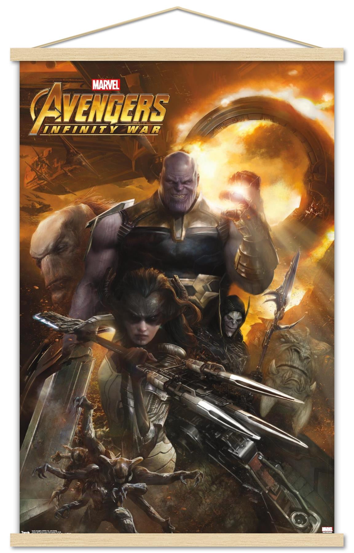 Marvel Cinematic Universe - Avengers - Infinity War - EVil Group Wall Poster with Wooden Magnetic Frame, 22.375" x 34"
