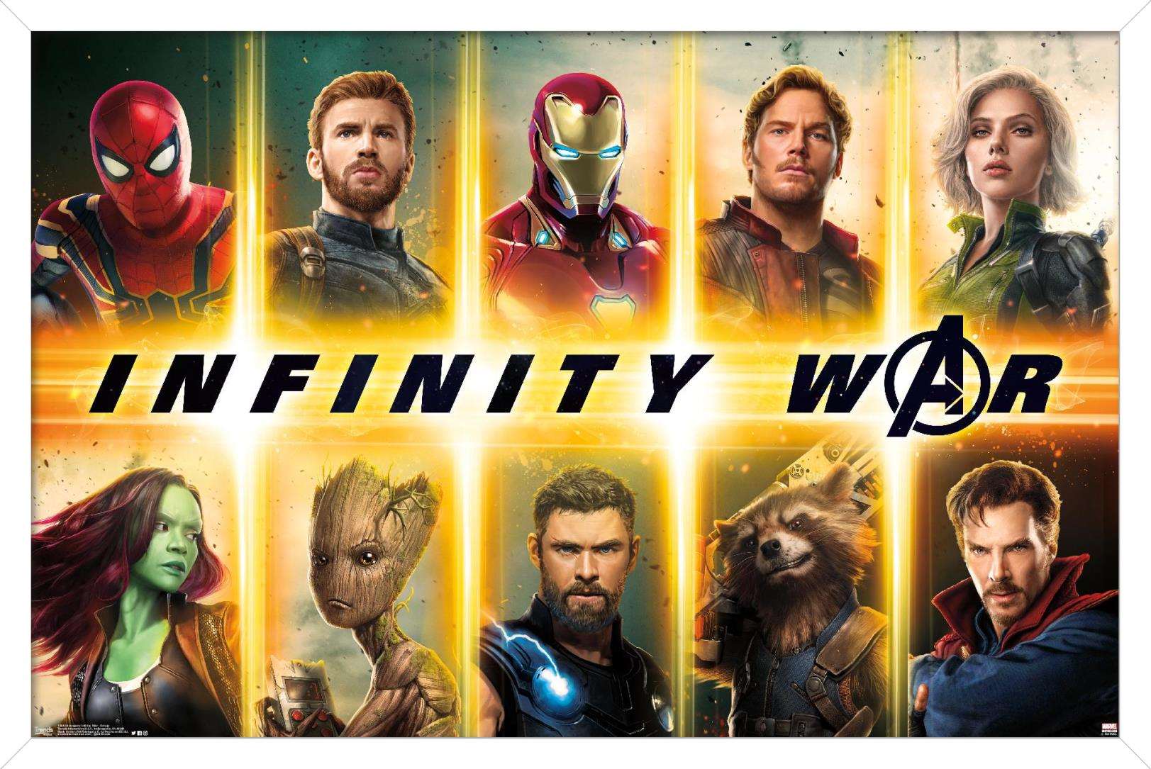 Marvel Cinematic Universe - Avengers - Infinity War - Group Wall Poster, 14.725" x 22.375", Framed