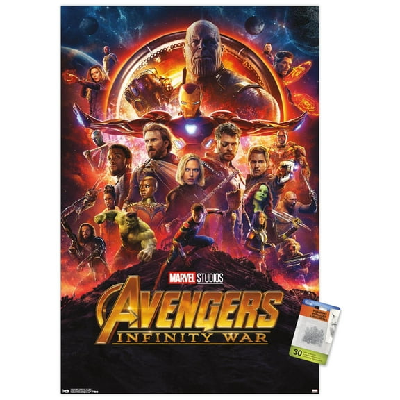 Marvel Cinematic Universe - Avengers - Infinity War - One Sheet Wall Poster with Push Pins, 22.375" x 34"