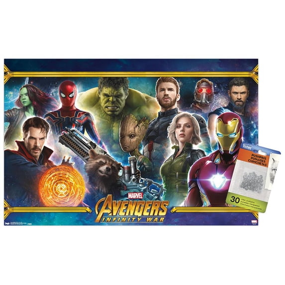 Marvel Cinematic Universe - Avengers - Infinity War - Team Wall Poster with Push Pins, 14.725" x 22.375"