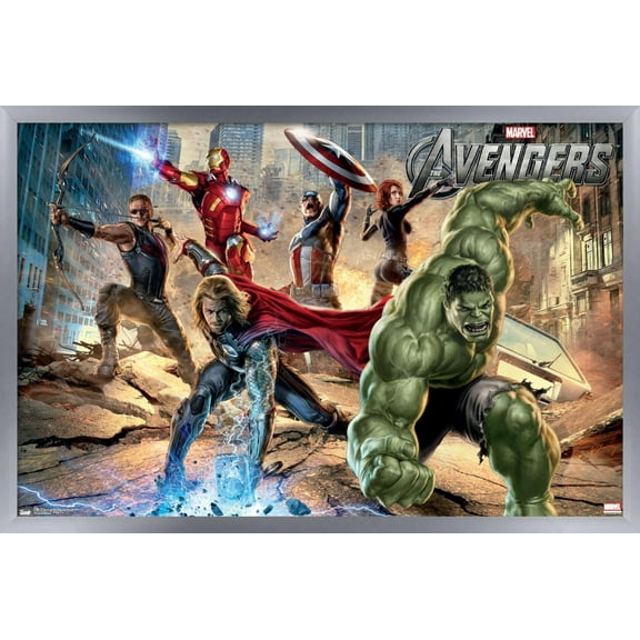 Marvel Cinematic Universe - Avengers - Mural Wall Poster, 14.725" x 22.375", Framed