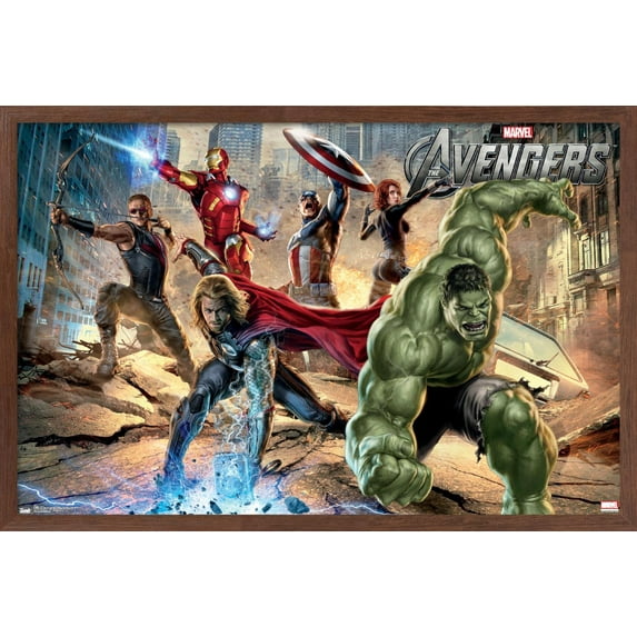 Marvel Cinematic Universe - Avengers - Mural Wall Poster, 14.725" x 22.375", Framed