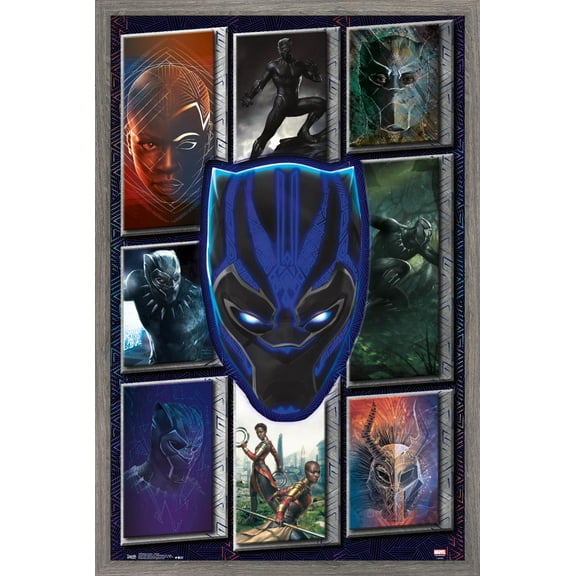 Marvel Cinematic Universe - Black Panther - Collage Wall Poster, 22.375" x 34", Framed