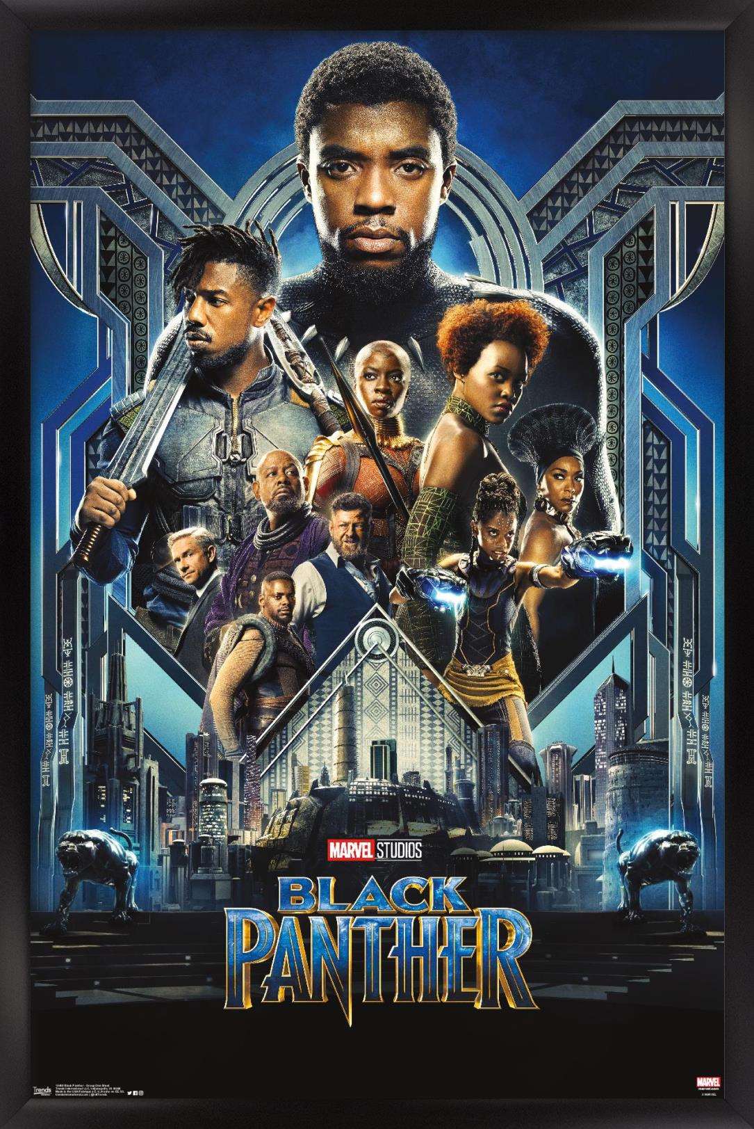 Marvel Cinematic Universe - Black Panther - Group One Sheet Wall Poster, 14.725" x 22.375", Framed