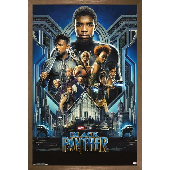 Marvel Cinematic Universe - Black Panther - Group One Sheet Wall Poster, 22.375" x 34", Framed