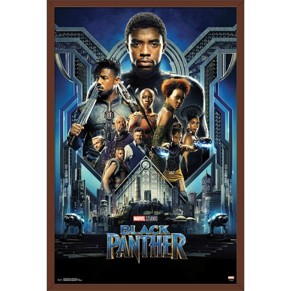 Marvel Cinematic Universe - Black Panther - Group One Sheet Wall Poster, 22.375" x 34", Framed