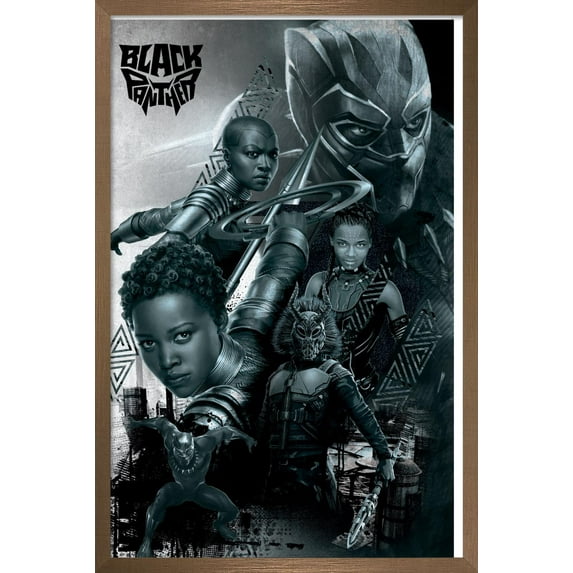 Marvel Cinematic Universe - Black Panther - Group Wall Poster, 22.375" x 34", Framed