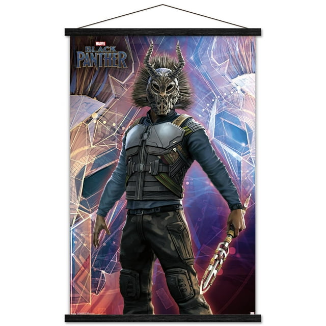 Marvel Cinematic Universe Black Panther Killmonger Wall Poster With Wooden Magnetic Frame