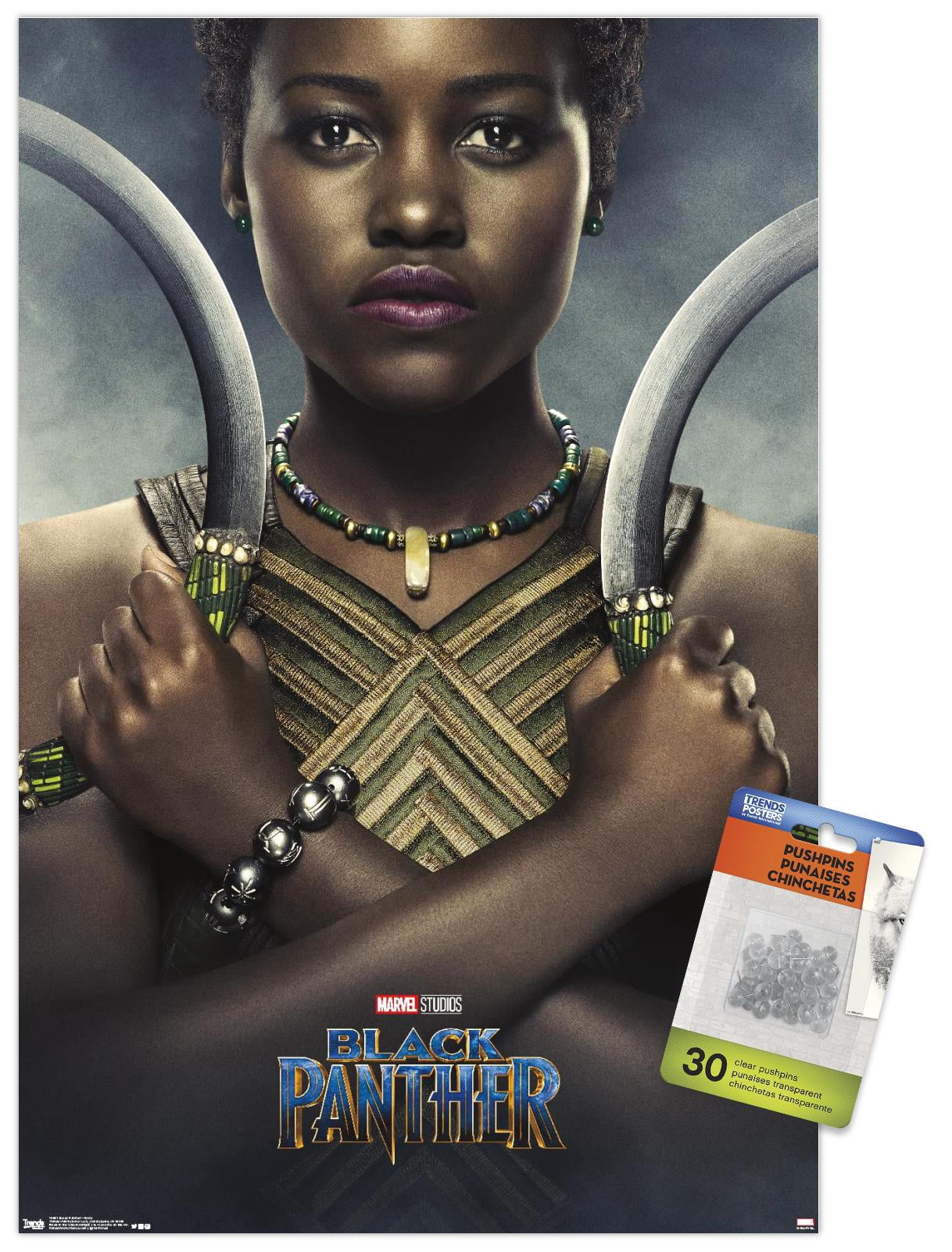 Marvel Cinematic Universe - Black Panther - Nakia One Sheet Wall Poster with Push Pins, 14.725" x 22.375"