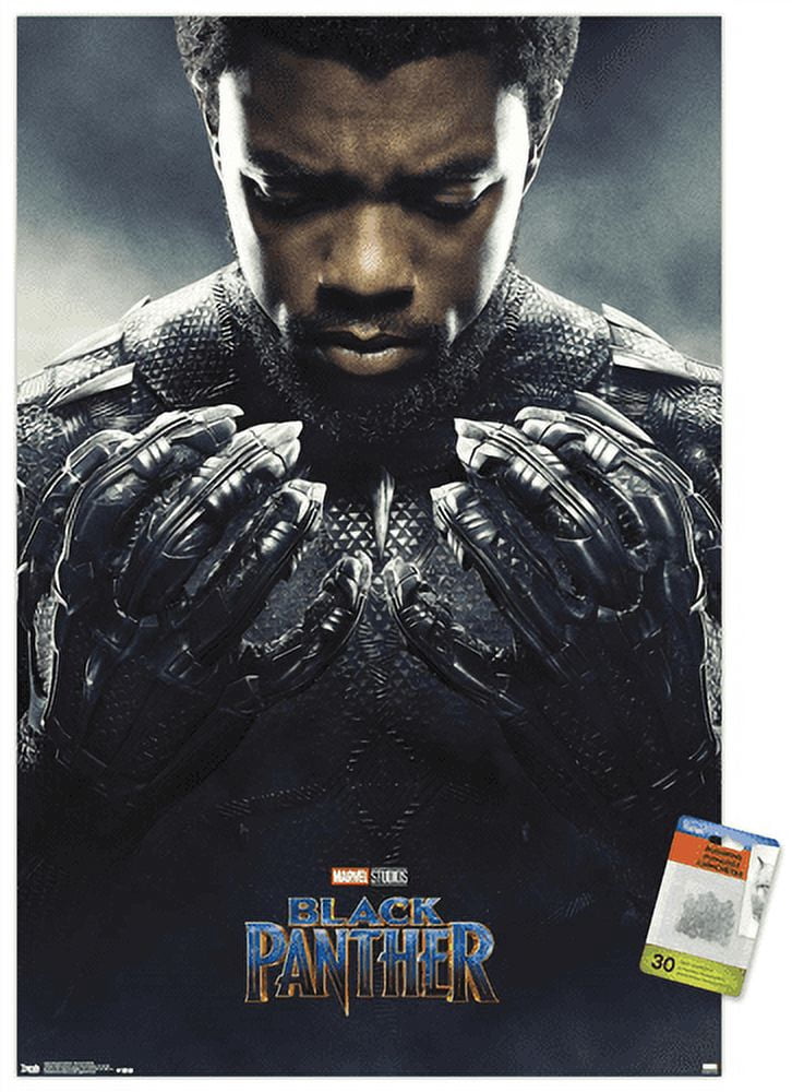 Marvel Cinematic Universe Black Panther - One Sheet Wall Poster with Push Pins, 22.375" x 34"