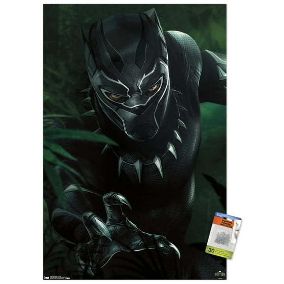 Marvel Cinematic Universe - Black Panther - T'Challa Wall Poster with Push Pins, 22.375" x 34"