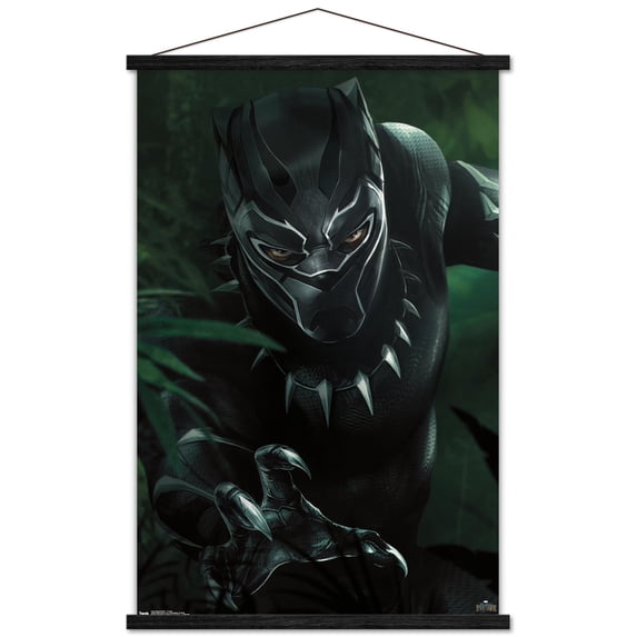 Marvel Cinematic Universe - Black Panther - T'Challa Wall Poster with Wooden Magnetic Frame, 22.375" x 34"