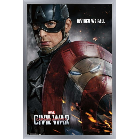 Marvel Cinematic Universe - Captain America - CiVil War - Shield Reflection One Sheet Wall Poster, 14.725" x 22.375", Framed
