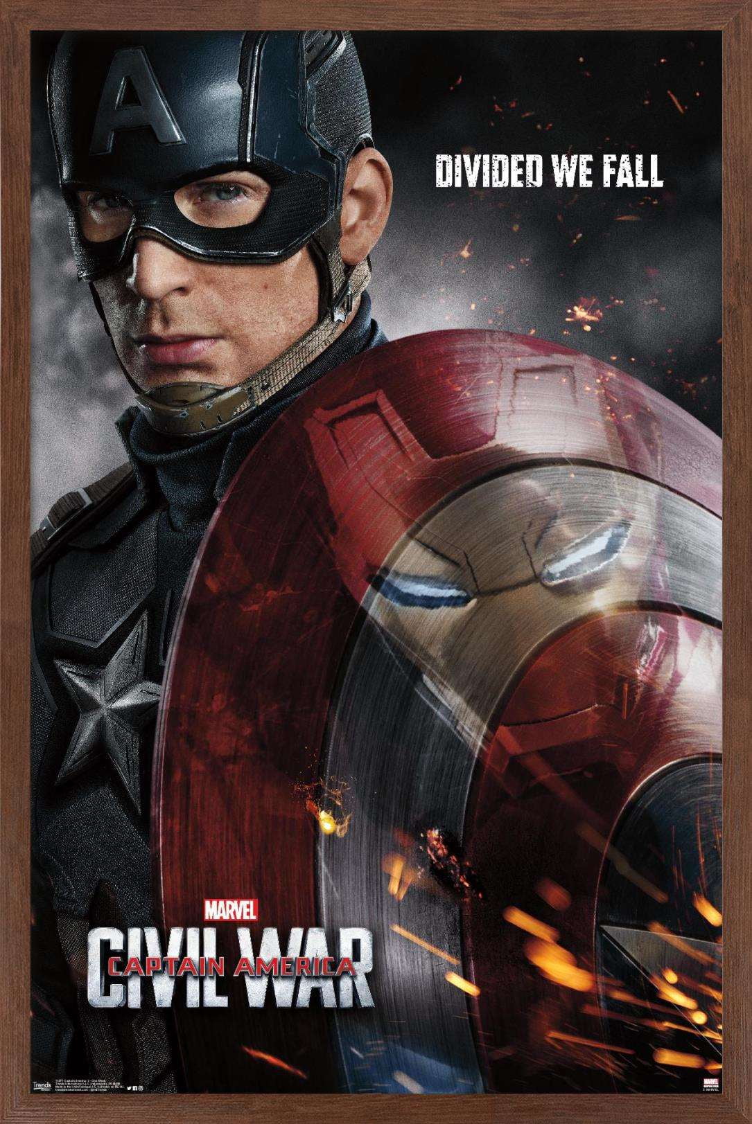 Marvel Cinematic Universe - Captain America - CiVil War - Shield Reflection One Sheet Wall Poster, 14.725" x 22.375", Framed