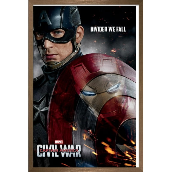 Marvel Cinematic Universe - Captain America - CiVil War - Shield Reflection One Sheet Wall Poster, 22.375" x 34", Framed