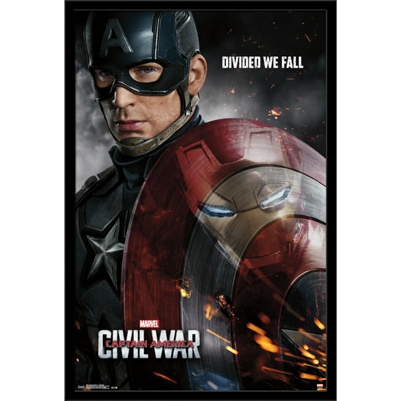 Marvel Cinematic Universe - Captain America - CiVil War - Shield Reflection One Sheet Wall Poster, 22.375" x 34", Framed