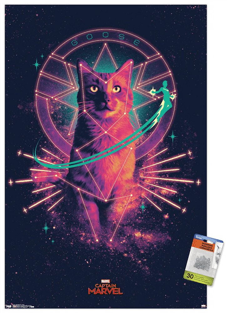 Marvel Cinematic Universe - Captain Marvel - Goose Wall Poster with Push Pins, 22.375" x 34"