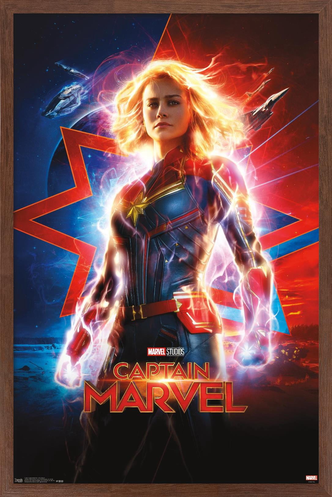 Marvel Cinematic Universe - Captain Marvel - One Sheet Wall Poster, 14.725" x 22.375", Framed