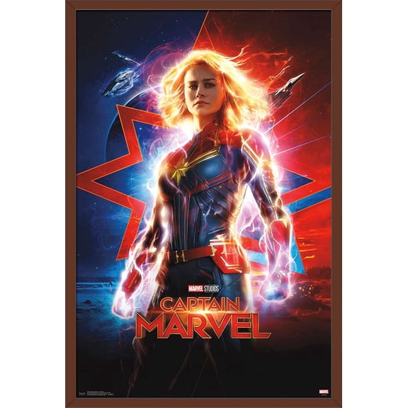 Marvel Cinematic Universe - Captain Marvel - One Sheet Wall Poster, 22.375" x 34", Framed