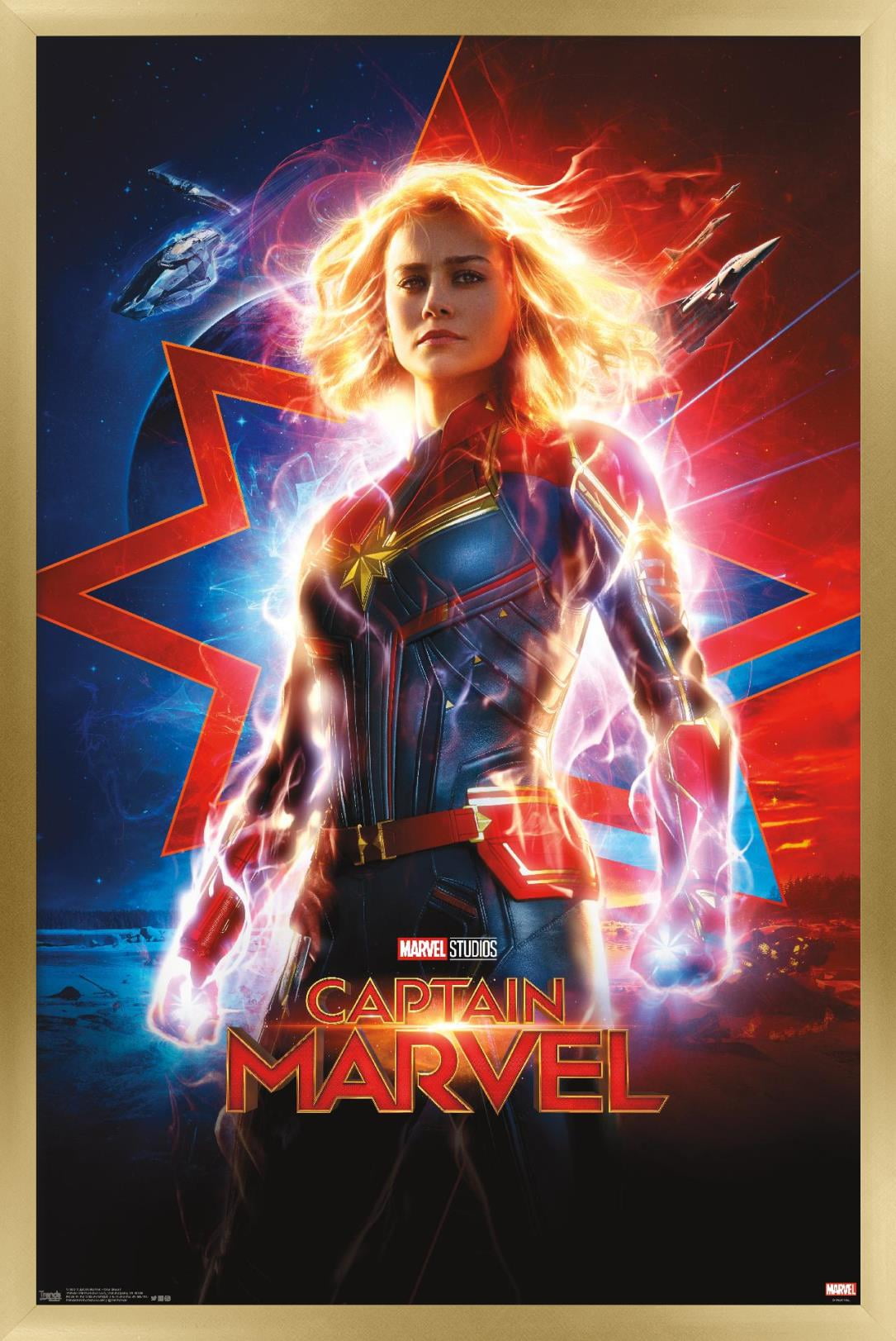 Marvel Cinematic Universe - Captain Marvel - One Sheet Wall Poster, 22.375" x 34", Framed