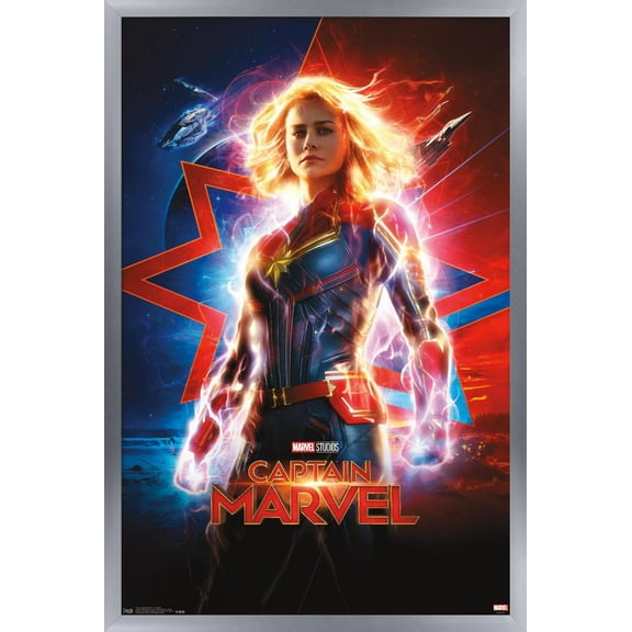 Marvel Cinematic Universe - Captain Marvel - One Sheet Wall Poster, 22.375" x 34" Framed