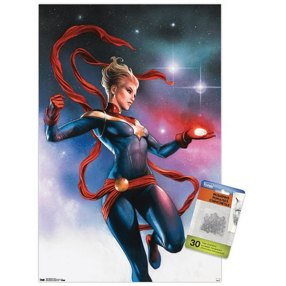 Marvel Cinematic Universe - Captain Marvel - Stars Wall Poster with Push Pins, 14.725" x 22.375"