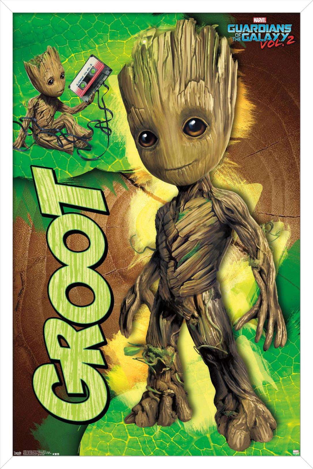 Marvel Cinematic Universe - Guardians of the Galaxy 2 - Groot Wall Poster, 14.725" x 22.375", Framed