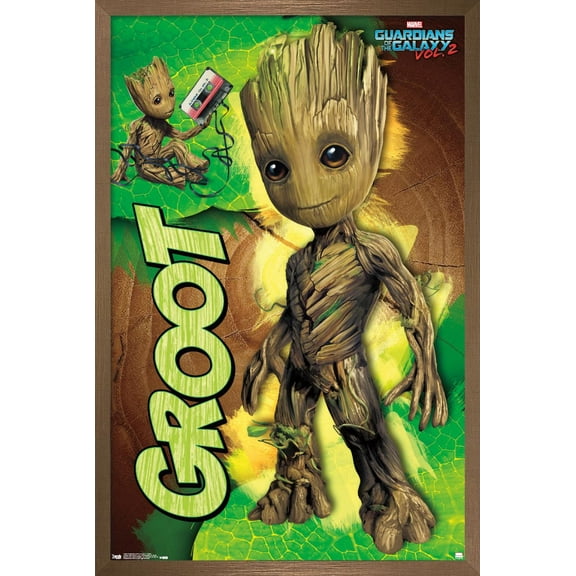 Marvel Cinematic Universe - Guardians of the Galaxy 2 - Groot Wall Poster, 14.725" x 22.375", Framed