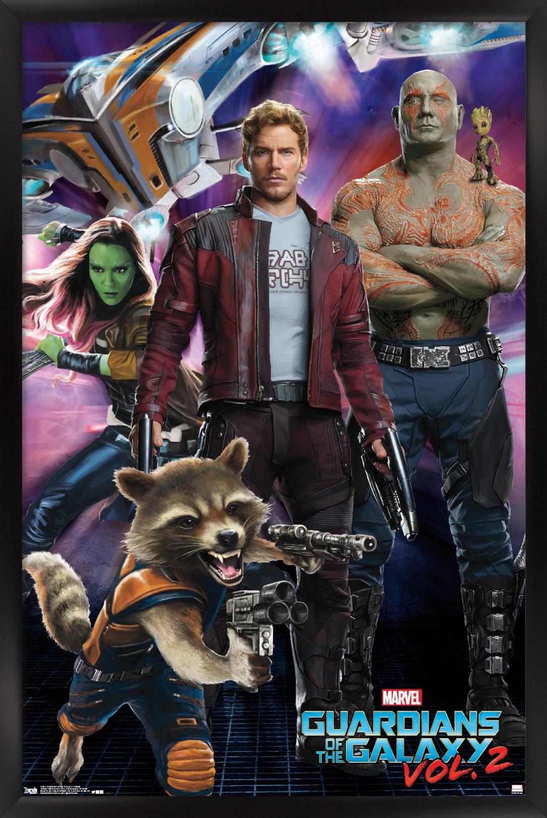 Marvel Cinematic Universe - Guardians of the Galaxy 2 - Group Wall Poster, 14.725" x 22.375", Framed
