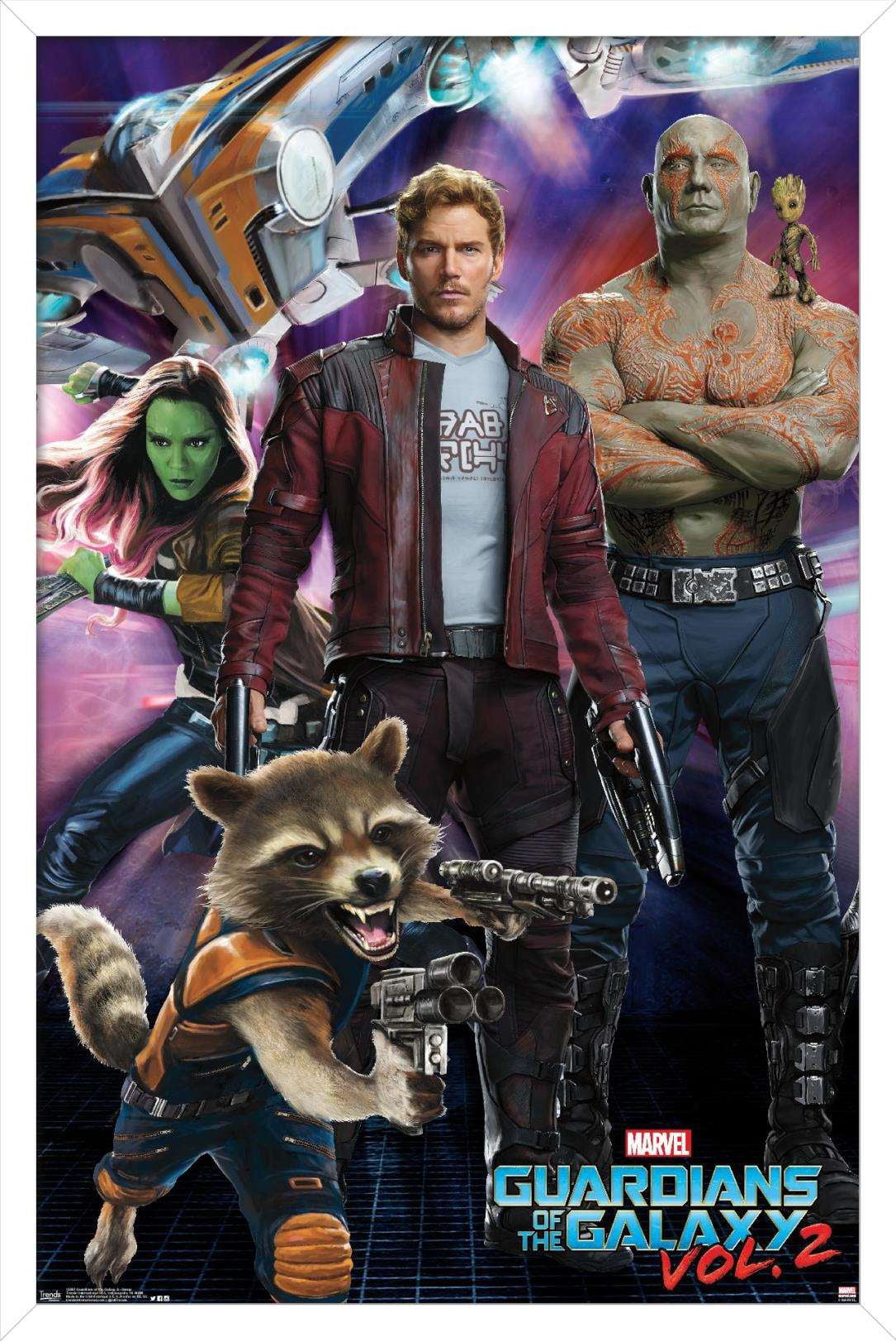 Marvel Cinematic Universe - Guardians of the Galaxy 2 - Group Wall Poster, 14.725" x 22.375", Framed