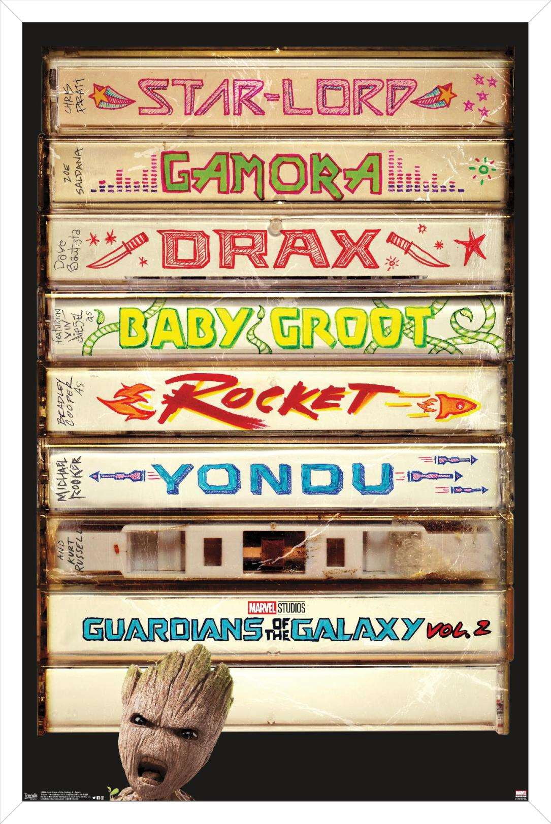 Marvel Cinematic Universe - Guardians of the Galaxy 2 - Tapes Wall Poster, 14.725" x 22.375", Framed