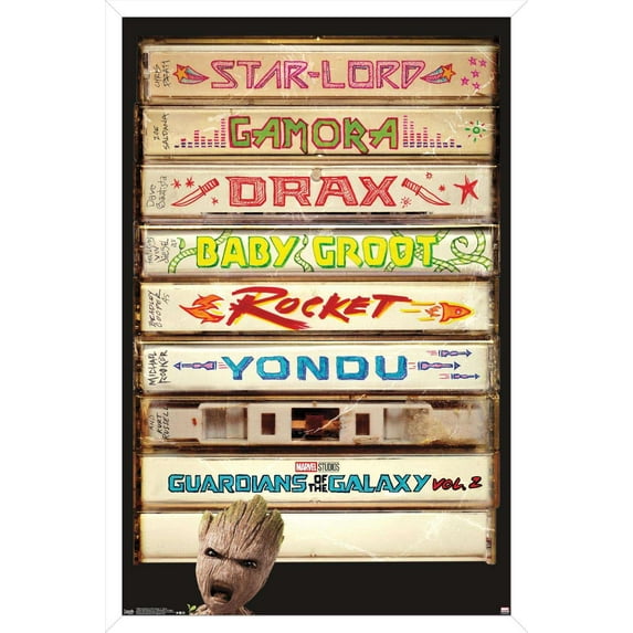 Marvel Cinematic Universe - Guardians of the Galaxy 2 - Tapes Wall Poster, 14.725" x 22.375", Framed