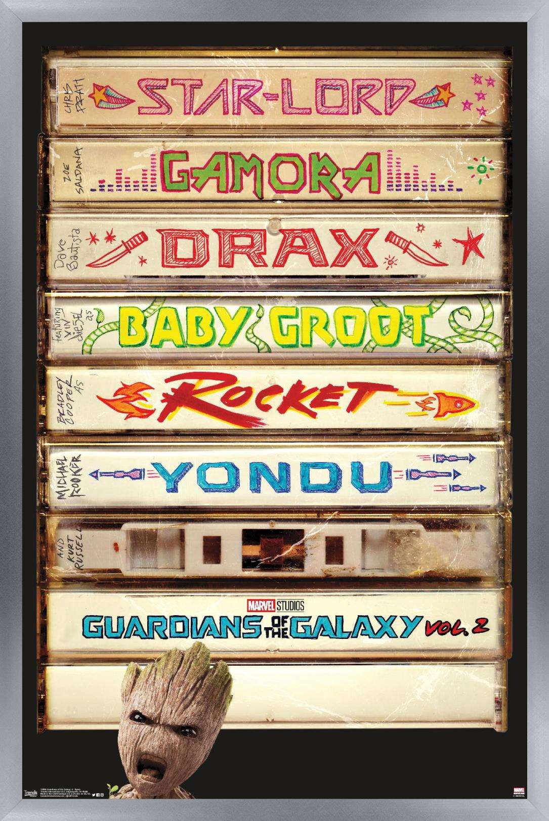 Marvel Cinematic Universe - Guardians of the Galaxy 2 - Tapes Wall Poster, 14.725" x 22.375", Framed