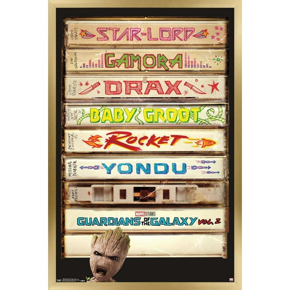 Marvel Cinematic Universe - Guardians of the Galaxy 2 - Tapes Wall Poster, 22.375" x 34", Framed