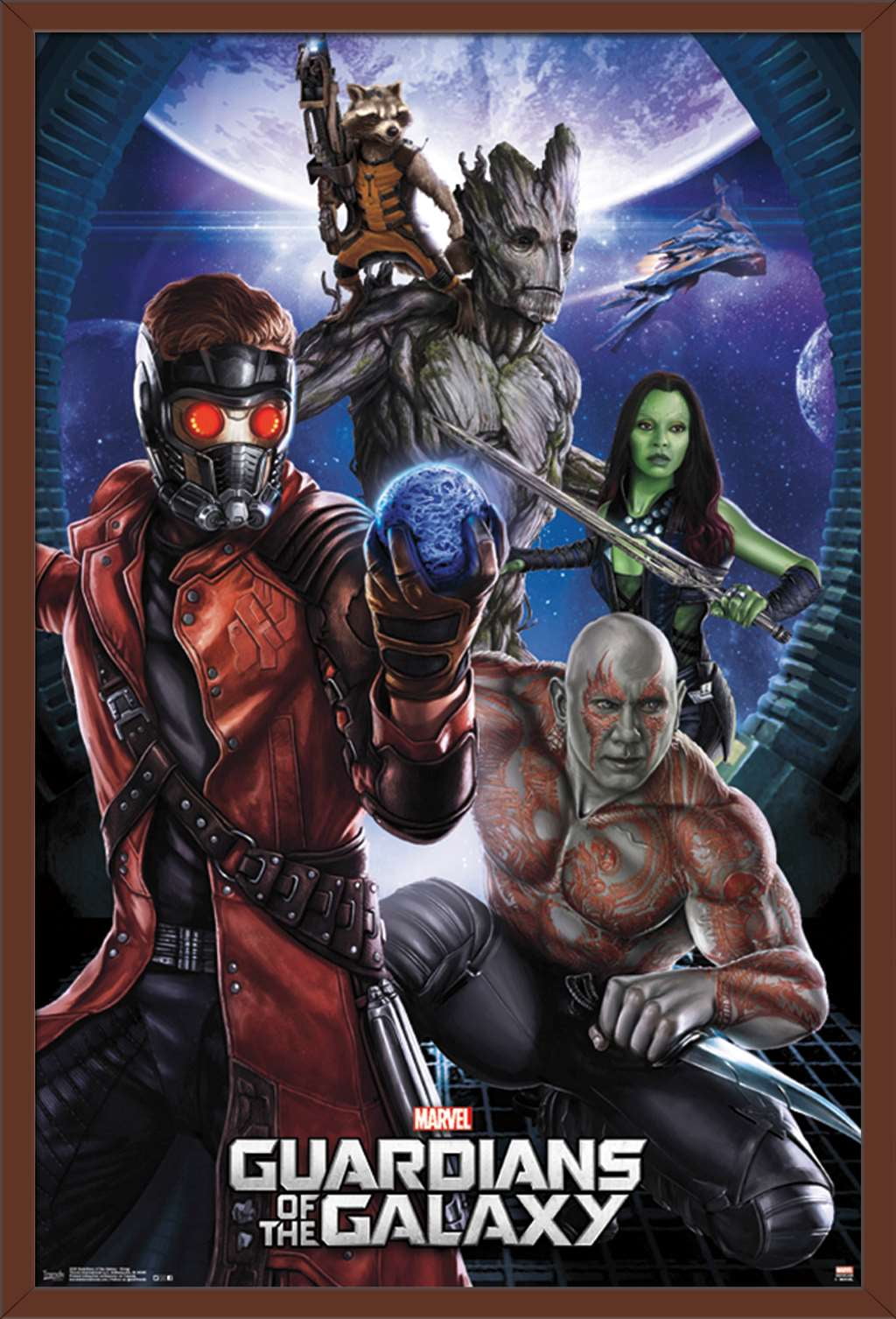 Marvel Cinematic Universe - Guardians of the Galaxy - Group Wall Poster, 22.375" x 34", Framed