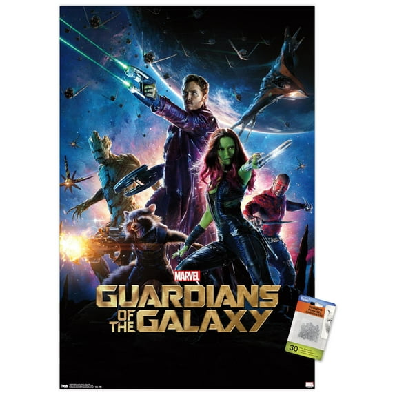 Marvel Cinematic Universe - Guardians of the Galaxy - One Sheet Wall Poster with Push Pins, 22.375" x 34"