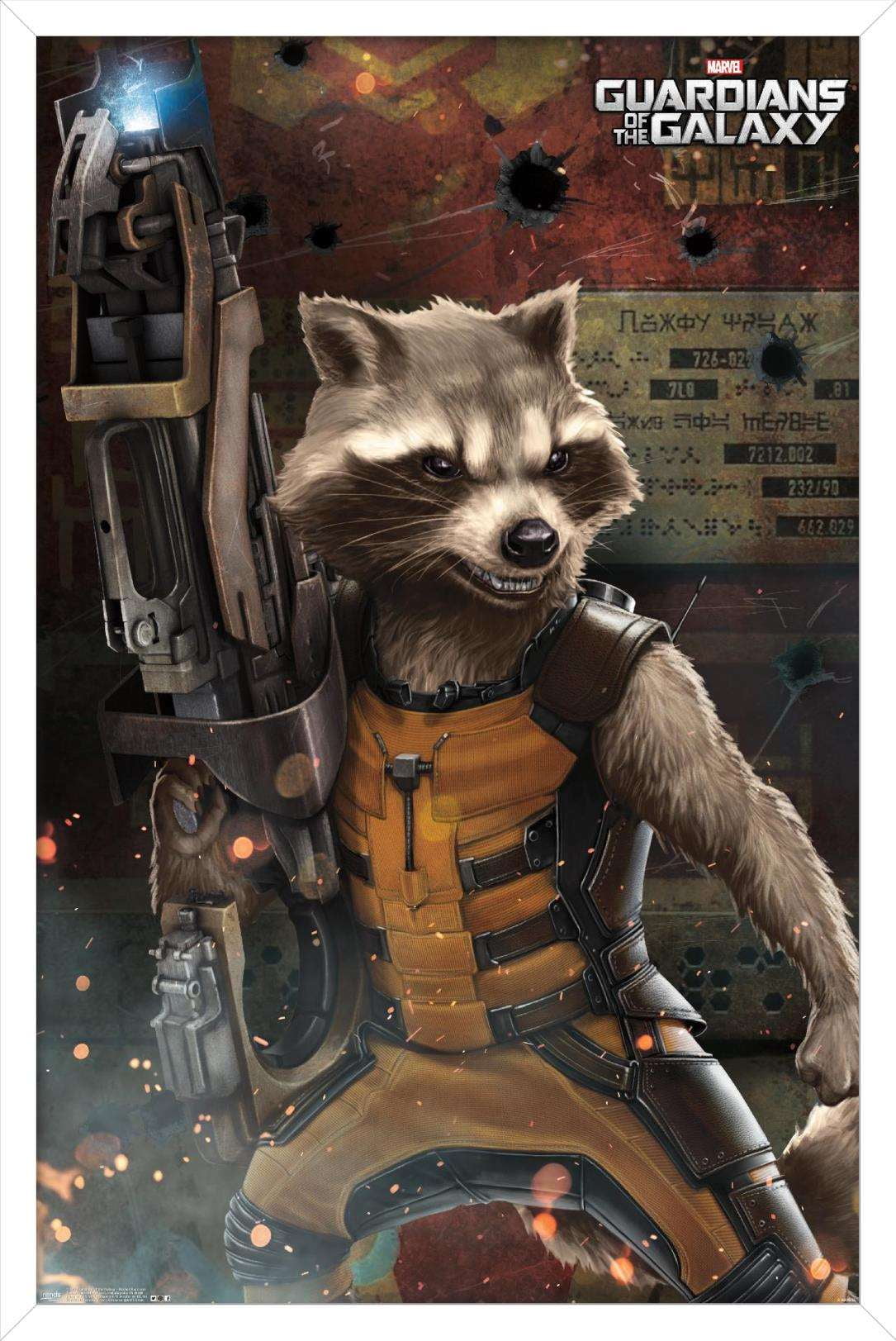 Marvel Cinematic Universe - Guardians of the Galaxy - Rocket Racoon Wall Poster, 14.725" x 22.375", Framed