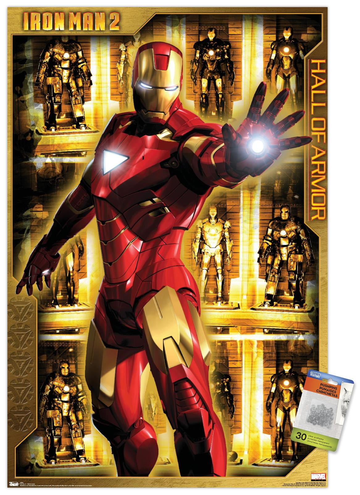 Marvel Cinematic Universe Iron Man 2 Hall of Armor Wall Poster with Push Pins 22.375 x 34 Walmart